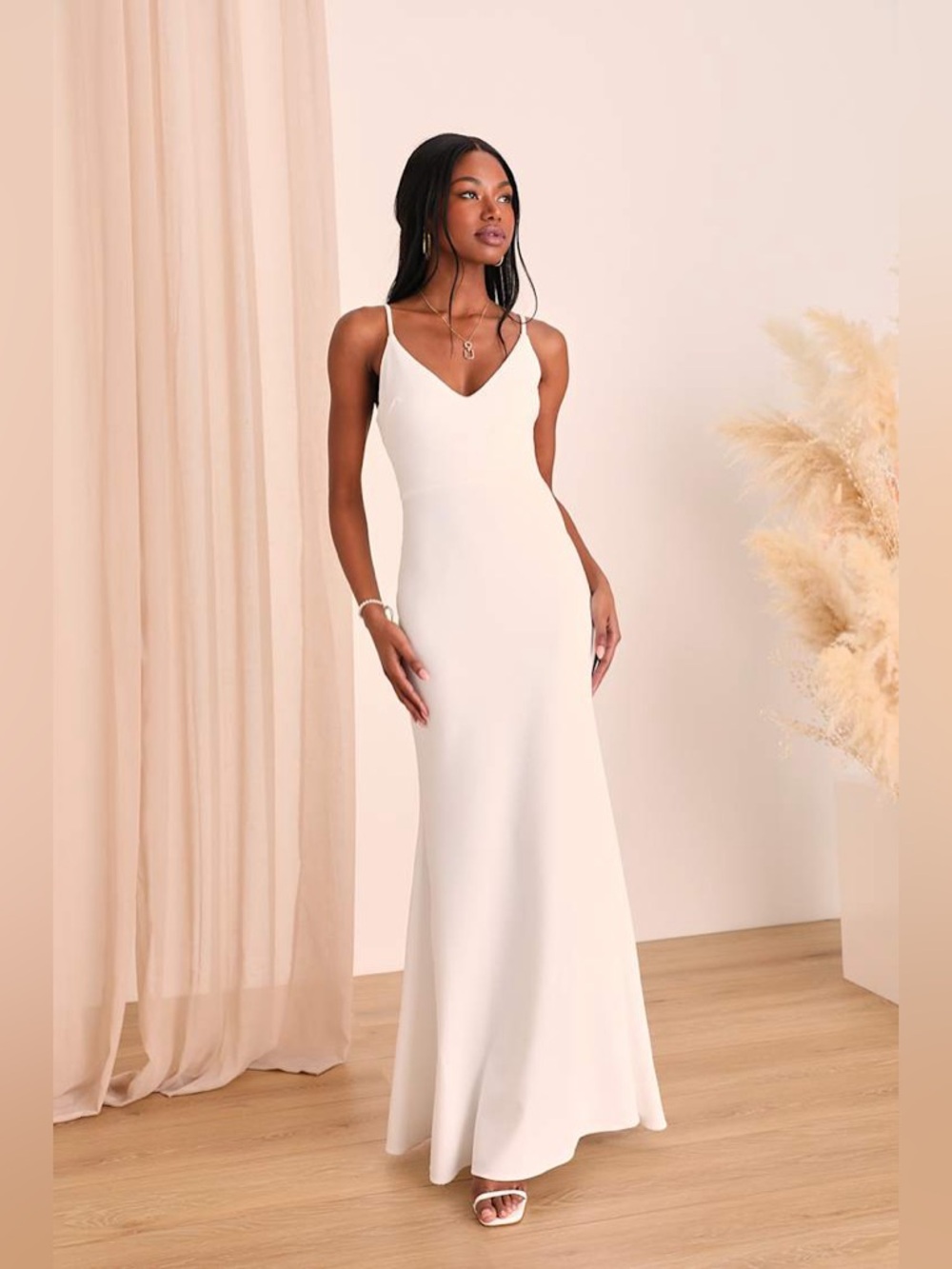 Lulus Infinite Glory White Maxi Dress Size M